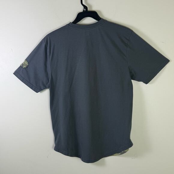 Rocawear Shirt Mens L Gray Camo Print Striped Side Zipper Y2K - Picture 2 of 7